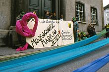 Protest gegen Überflutung des Flachmoors im Val Madris ©WWF Graubünden